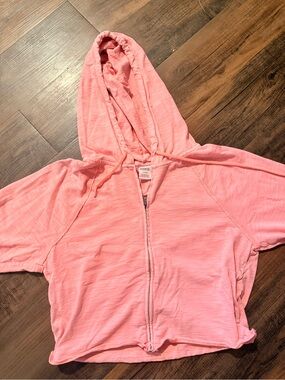 PINK Victoria's Secret Coral Pink Hooded Zip Jacket